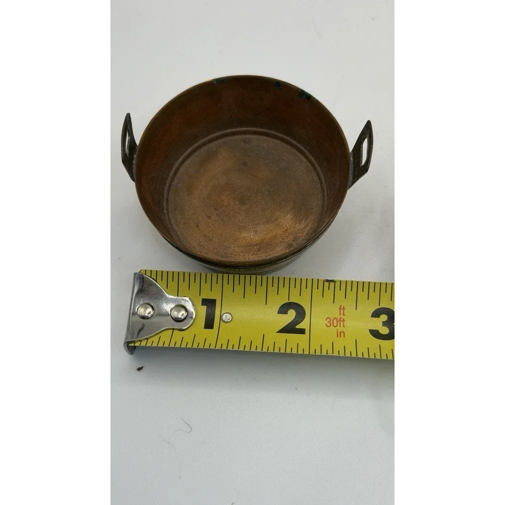 Miniature Doll Copper Basket & Wash Bucket w/ Brush‎ Vintage Victorian 2